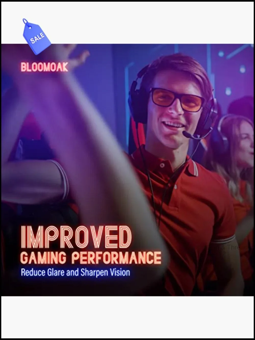 Blue Light Blocking Gaming Glasses Anti Glare Anti Fatigue for Screens TR90
